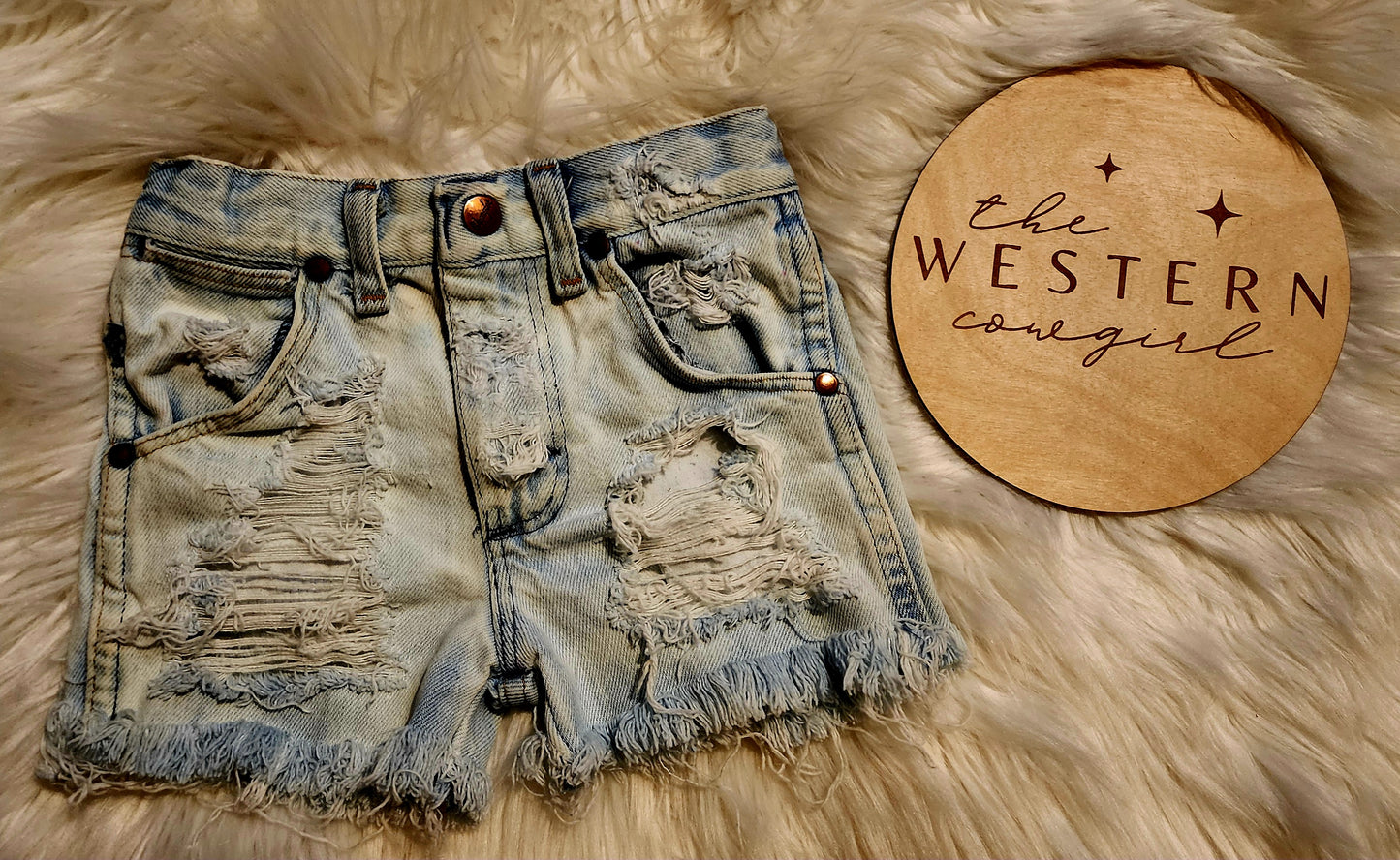 Distressed bleached wranglers