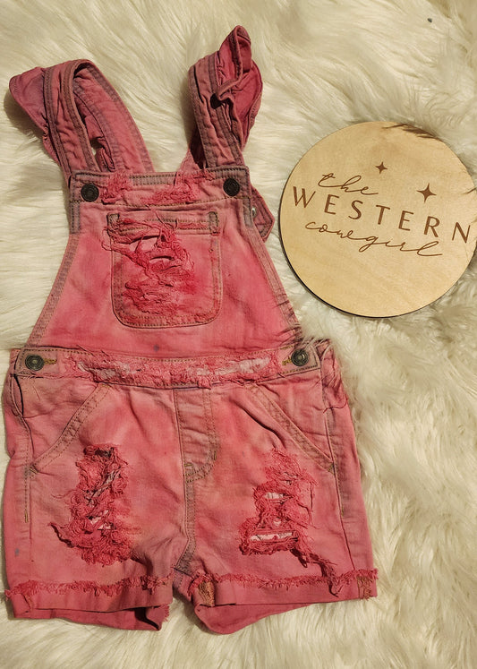 Pink dyed overalls