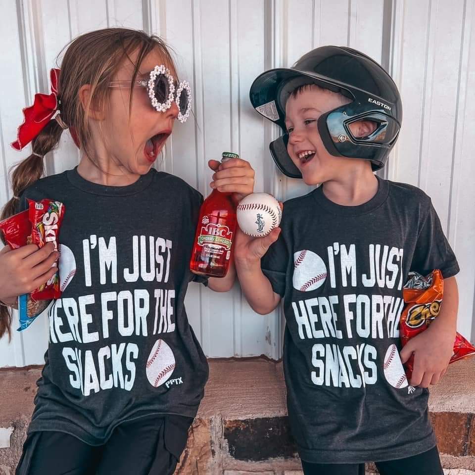 I'm Just Here for the Snacks Baseball tee