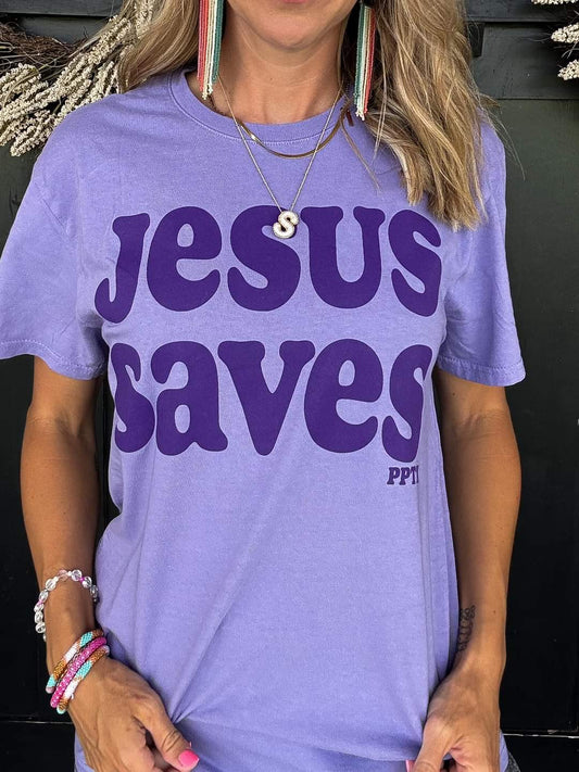 Jesus Saves comfort color tee