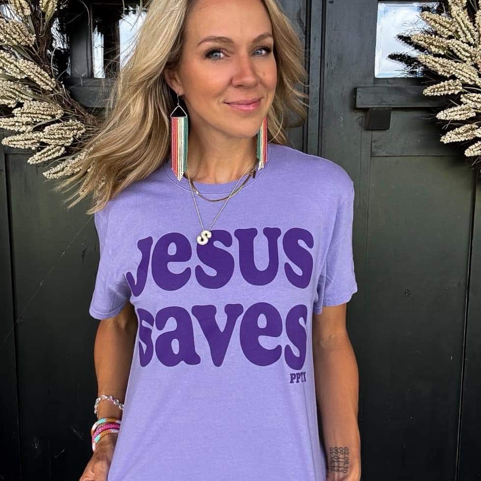 Jesus Saves comfort color tee