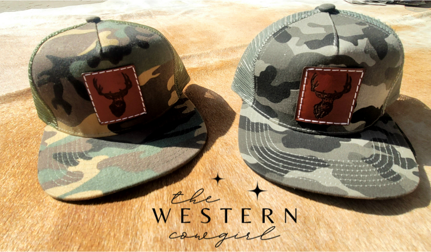 Pawmpaws Buck leather patch cap-rts!