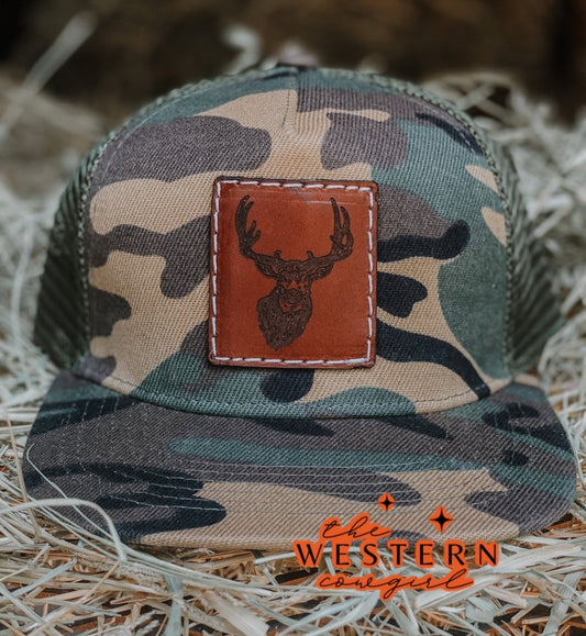 Pampaws Buck leather patch cap- RTS!