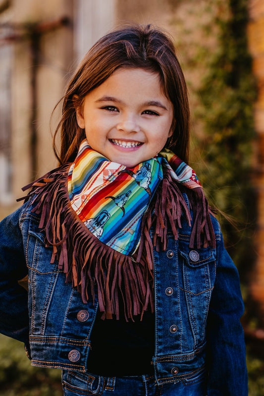 Scarf  GIRLS RAINBOW COWSKULL SERAPE PRINTED SCARF