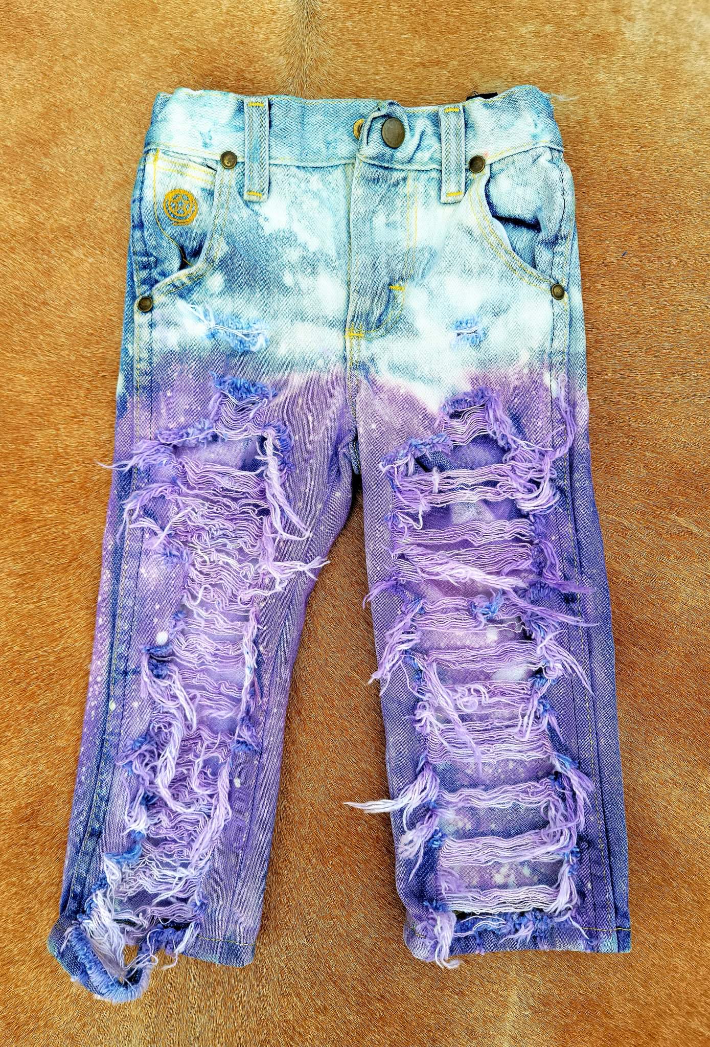 Wrangler 2T slim PURPLE distressed jeans